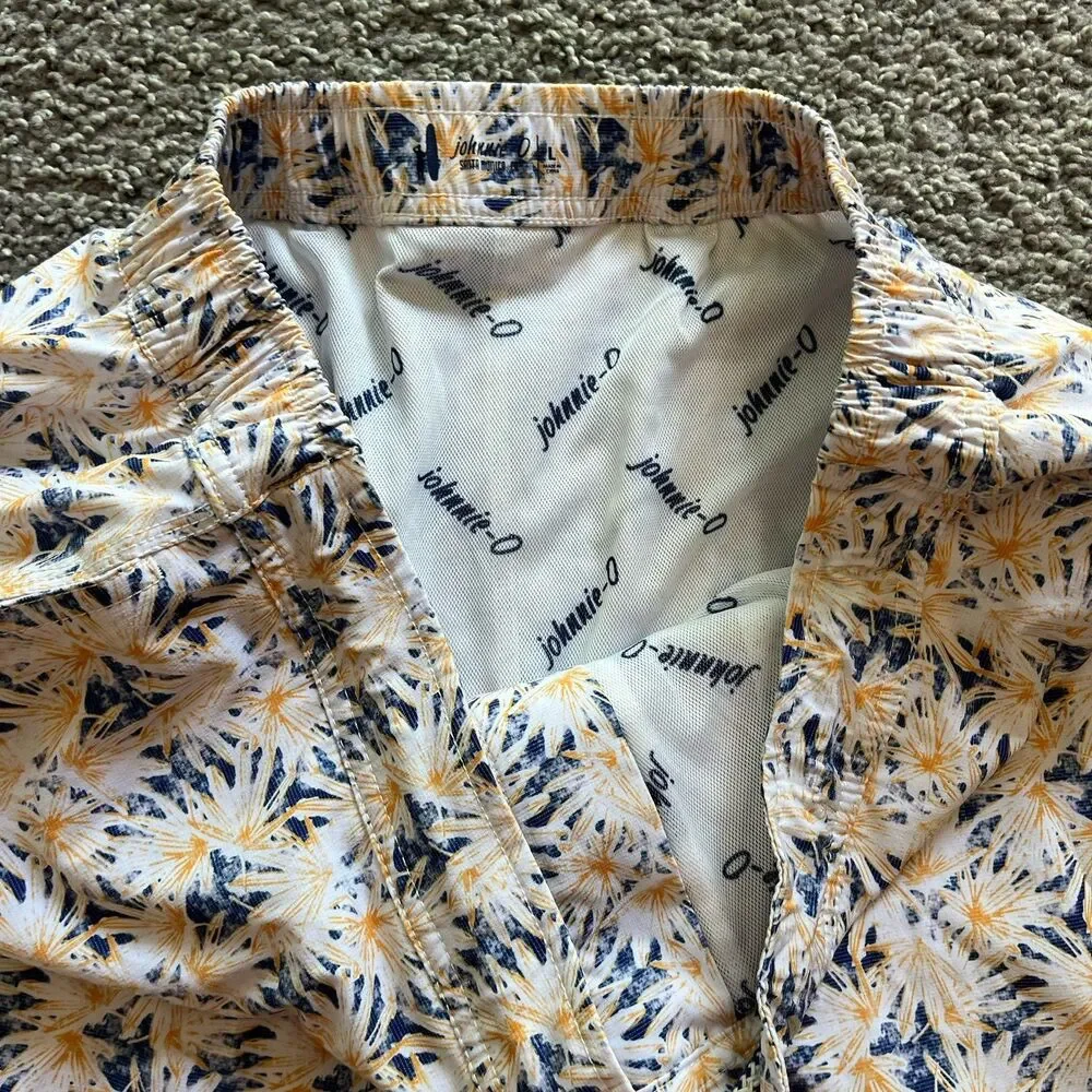 Johnnie-O The Half Elastic 7” Surf Shorts Trunks Grenada Yellow White Blue L